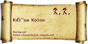 Kósa Kolos névjegykártya